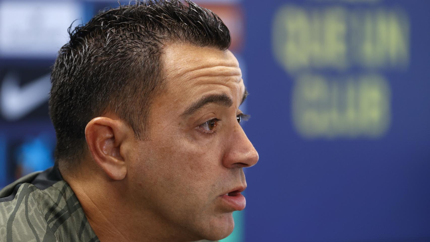 Xavi, en rueda de prensa.