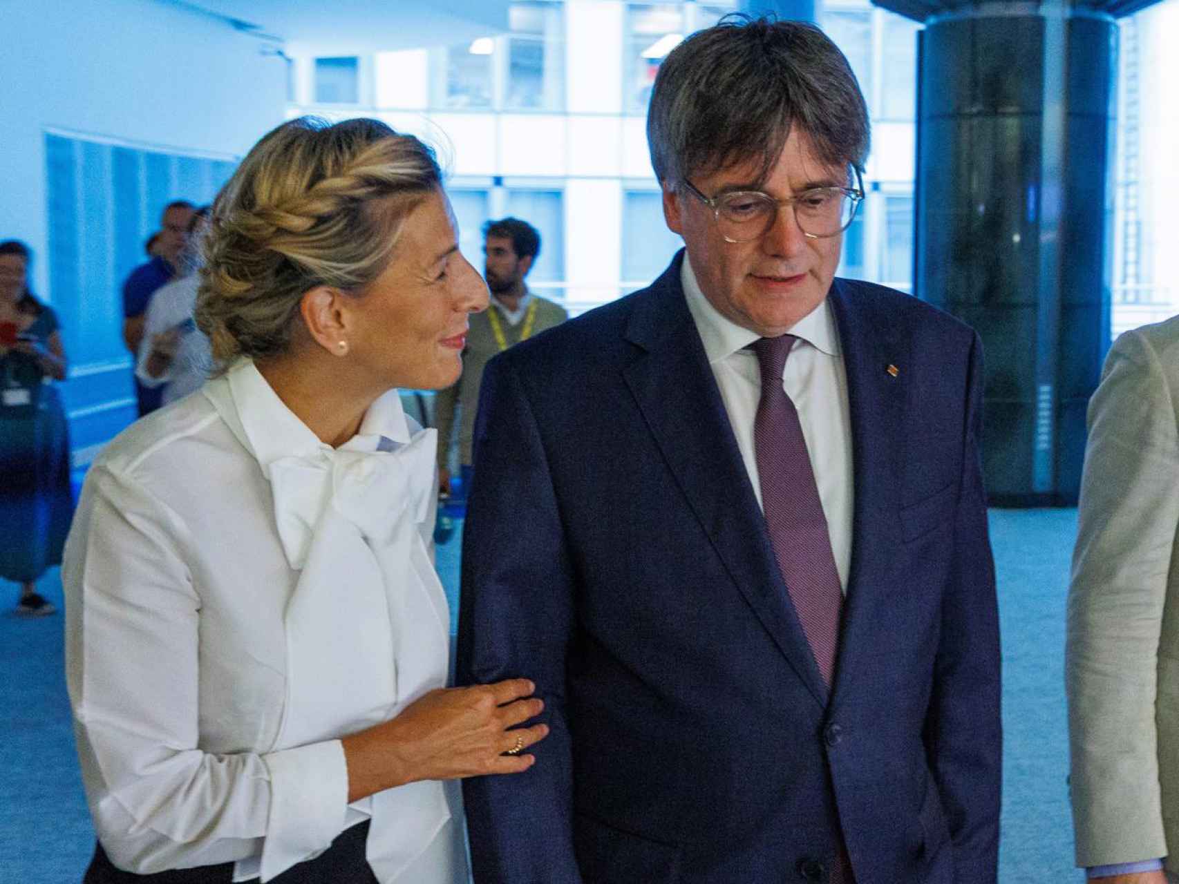 Yolanda Díaz y Carles Puigdemont, juntos en Waterloo.