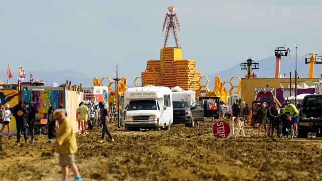 Las instalaciones del festival Burning Man este domingo.