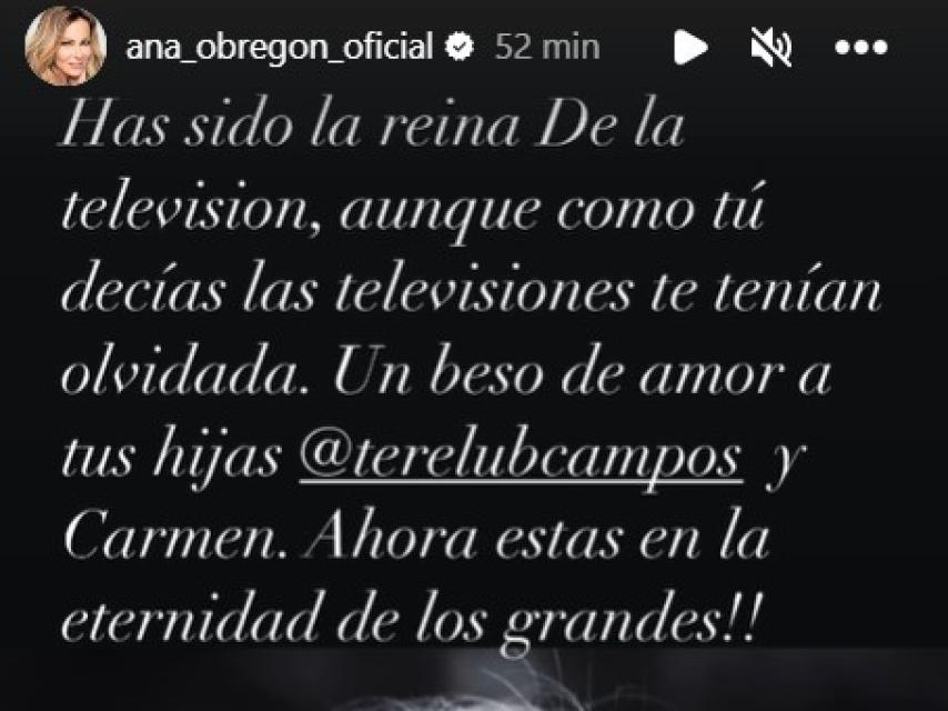 Mensaje de Ana Obregón.