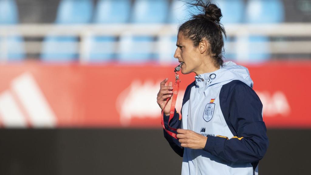 Montse Tomé durante un entrenamiento