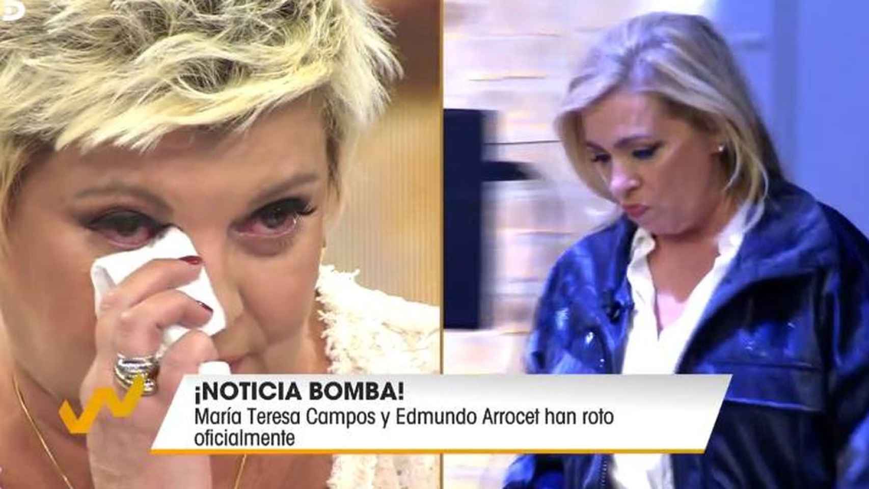Terelu Campos y Carmen Borrego lloran al anunciar la ruptura de María Teresa Campos y Edmundo Arrocet.