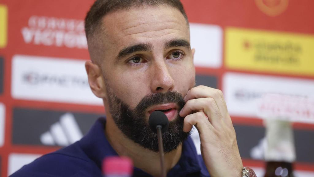 Dani Carvajal, durante la rueda de prensa de la Selección.