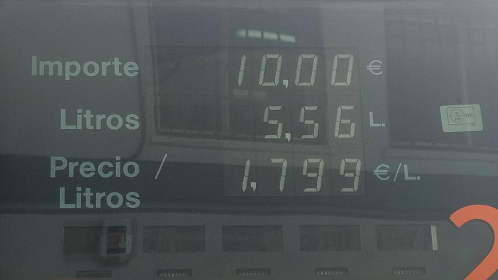 Cantidad repostada en Repsol con 10 euros.