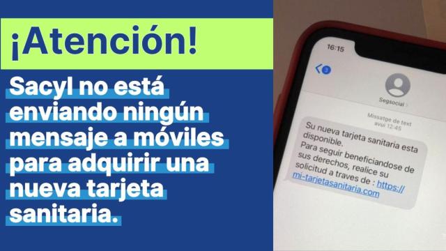 Imagen del texto del mensaje, una posible estafa alertada por Sacyl