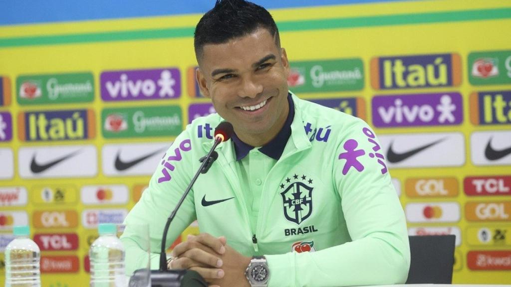 Casemiro, durante la rueda de prensa de Brasil.