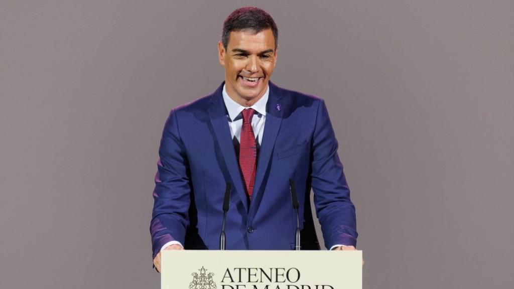 Pedro Sánchez, este lunes, en el Ateneo de Madrid.