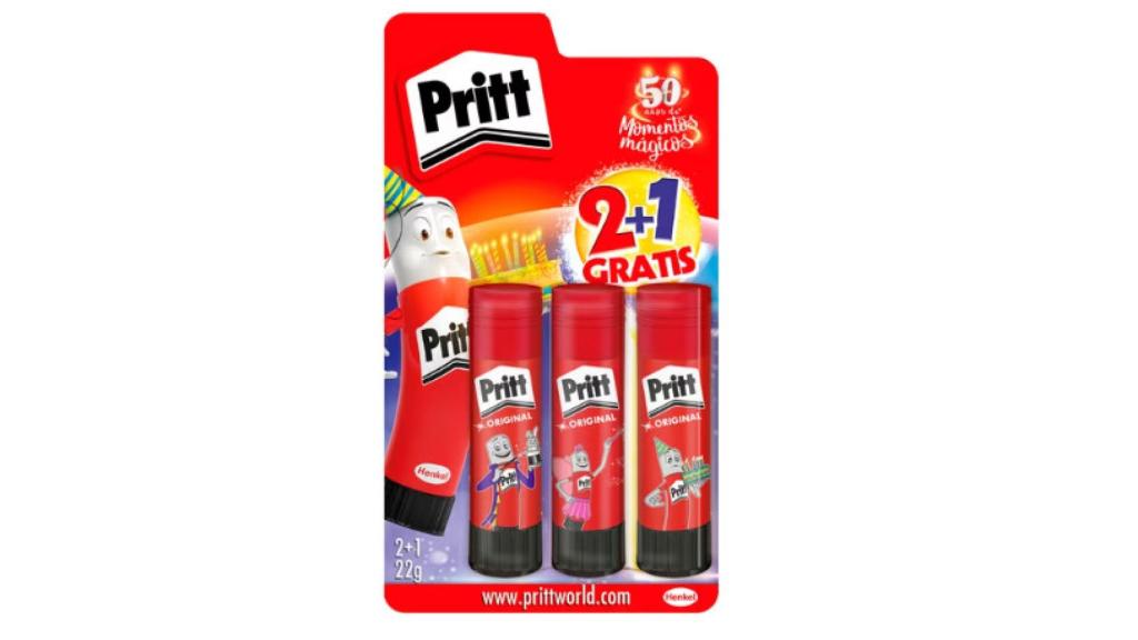 Pack Barras de Pegamento Infantil sin Disolventes, 2 +1 x 22 gr Pritt