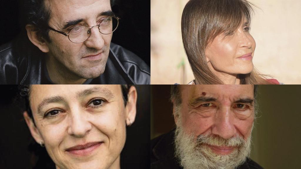 Roberto Bolano (Foto: Daniel Mordzinksi), Carla Guelfenbein (Andrés Herrera), Lina Meruane (Rodrigo Fernández) y Raúl Zurita (Lorena Palavecino)