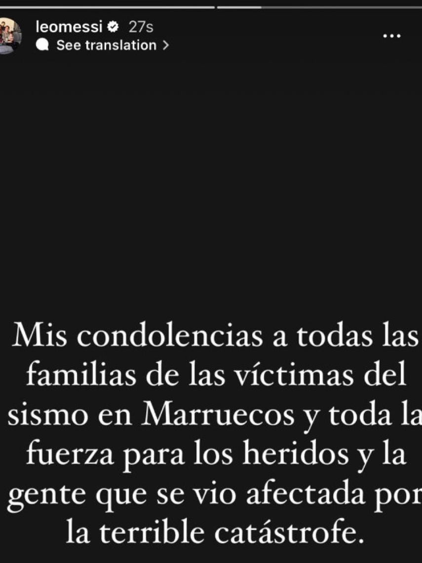 Mensaje de Leo Messi en Instagram