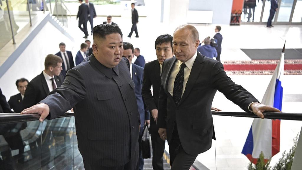 Kim Jong-Un y Putin, en una reunión celebrada en Rusia en 2019