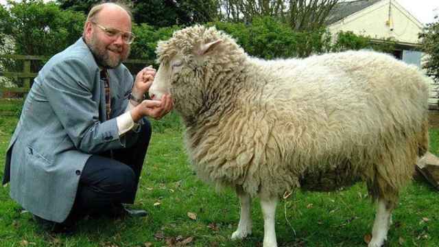Ian Wilmut junto a la oveja Dolly.