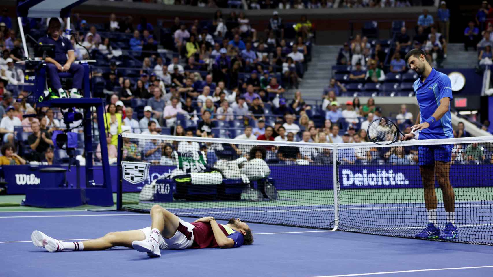 Djokovic y Medvedev, durante la final del US Open 2023