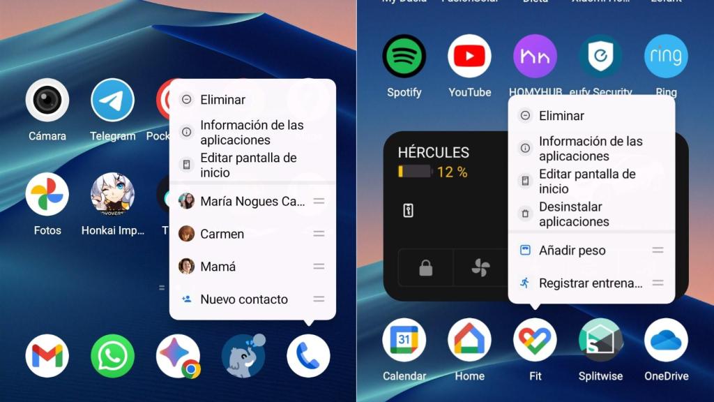 Atajos de Llamadas y Google Fit