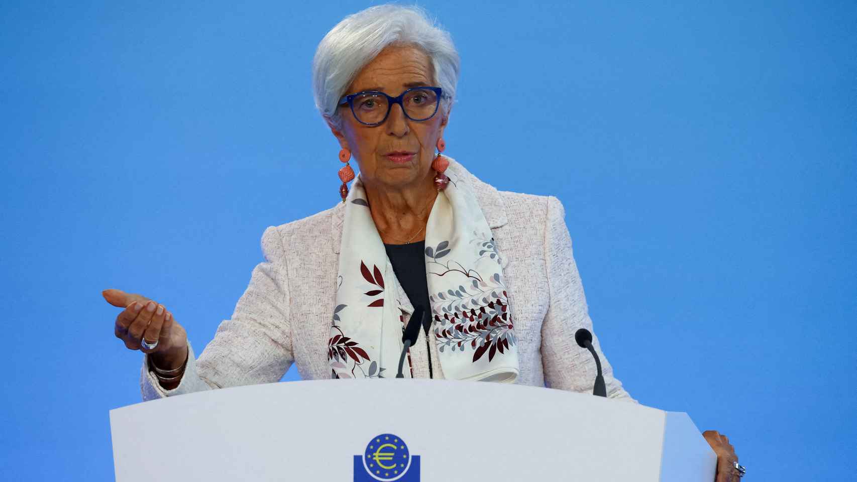 La presidenta del BCE, Christine Lagarde, durante una rueda de prensa en Fráncfort.