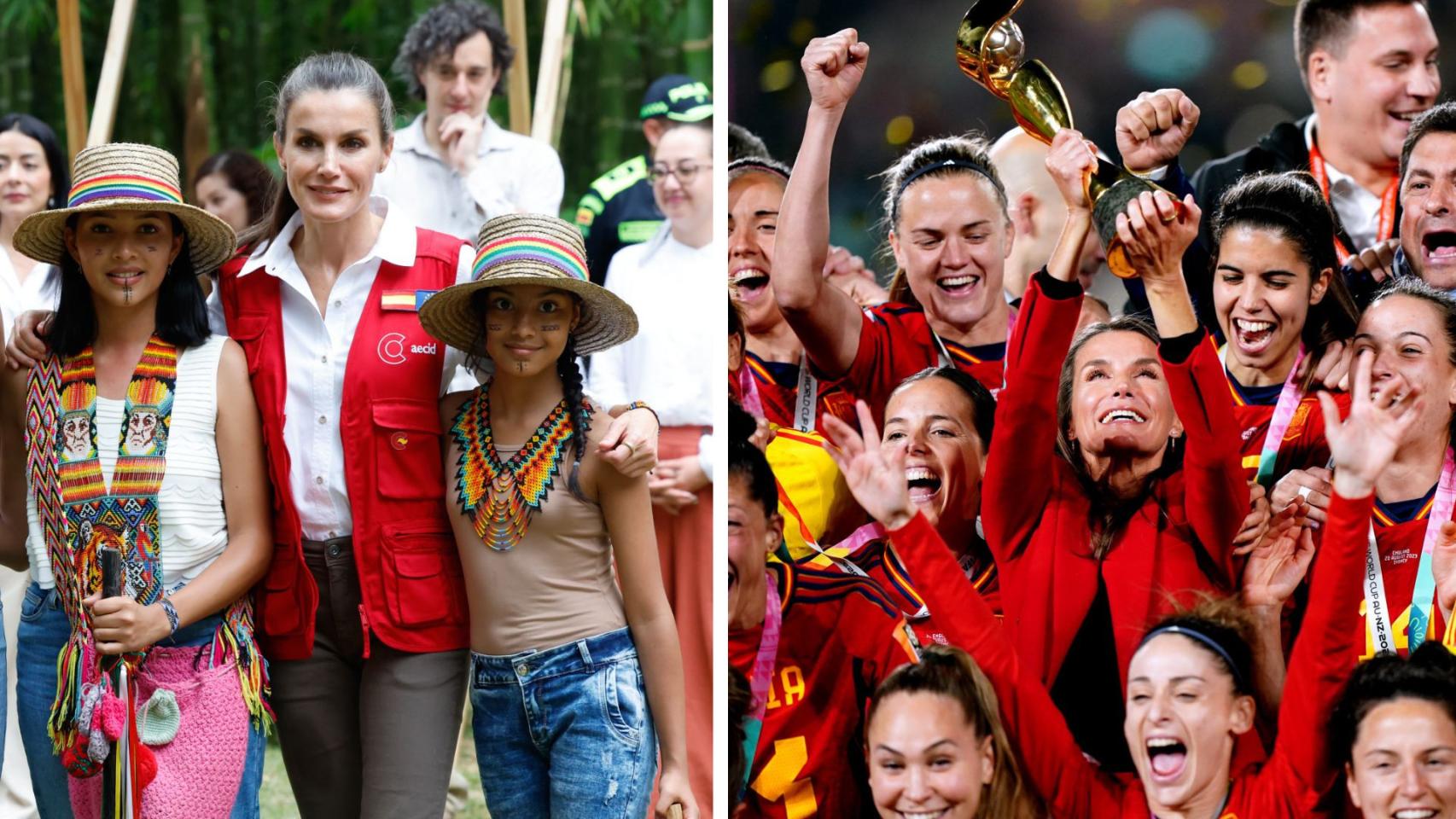 Letizia,  en un viaje de cooperación y en la final del Mundial de fútbol femenino.
