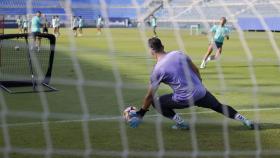 Alfonso Herrero durante un entrenamiento con el Málaga CF