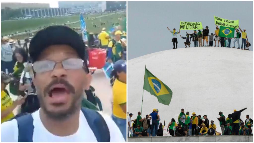 Fotograma de un vídeo de Aécio Lúcio Costa Pereira mientras participaba en el asalto a la plaza de los Tres Poderes.