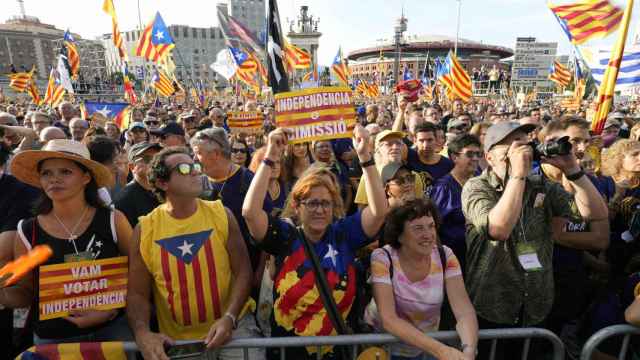Manifestantes convocados por la ANC durante la anterior Diada de Cataluña.