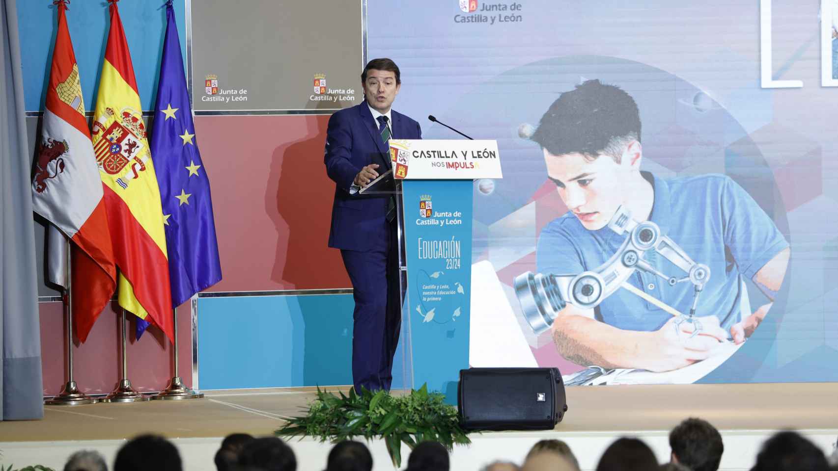 El presidente de la Junta de Castilla y León, Alfonso Fernández Mañueco, inaugura el curso 2023-2024 de las enseñanzas escolares no universitarias de Castilla y León.