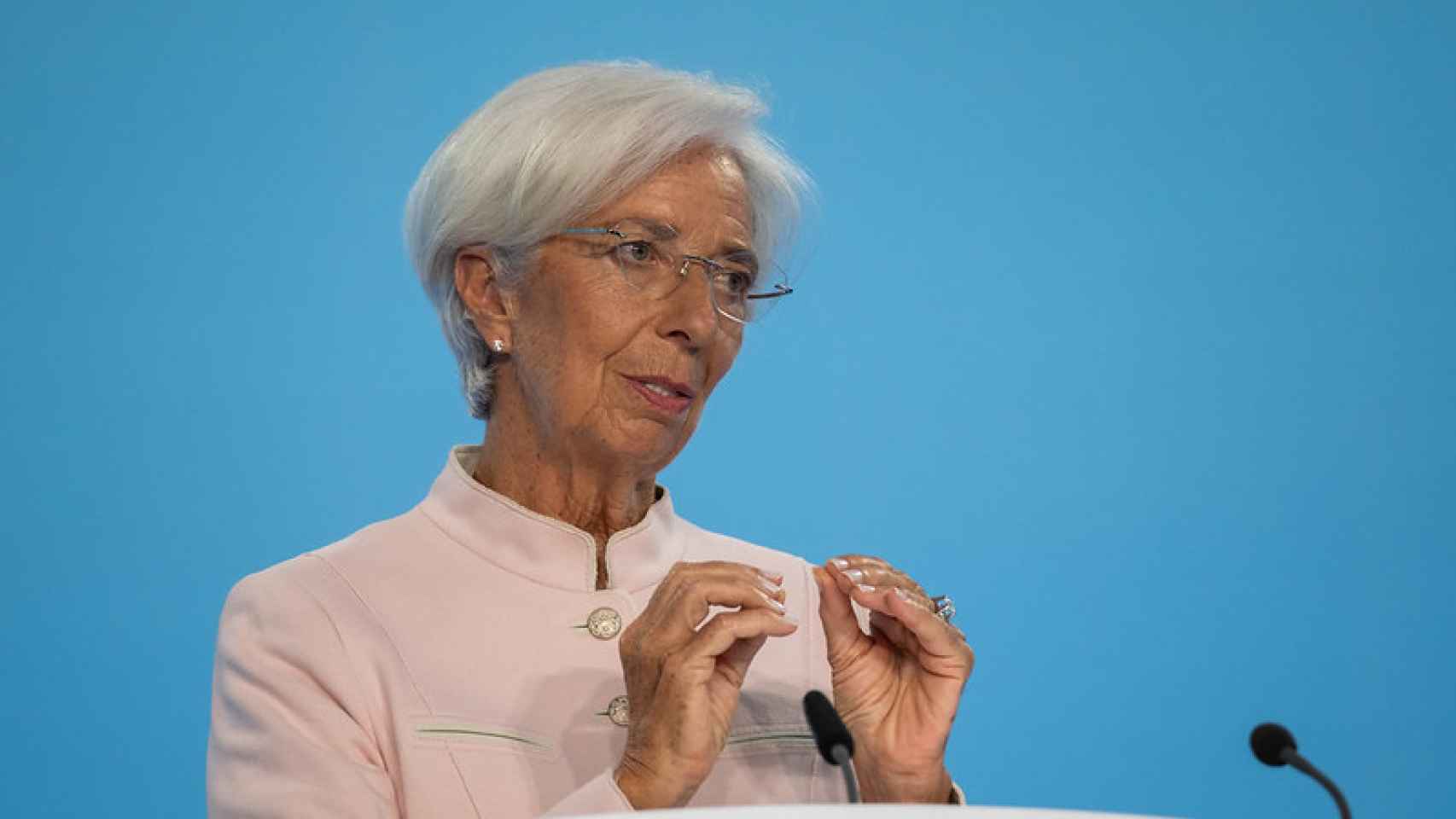 Christine Lagarde, presidenta del Banco Central Europeo (BCE), durante la rueda de prensa posterior a la reunión de política monetaria del Consejo de Gobierno de septiembre.