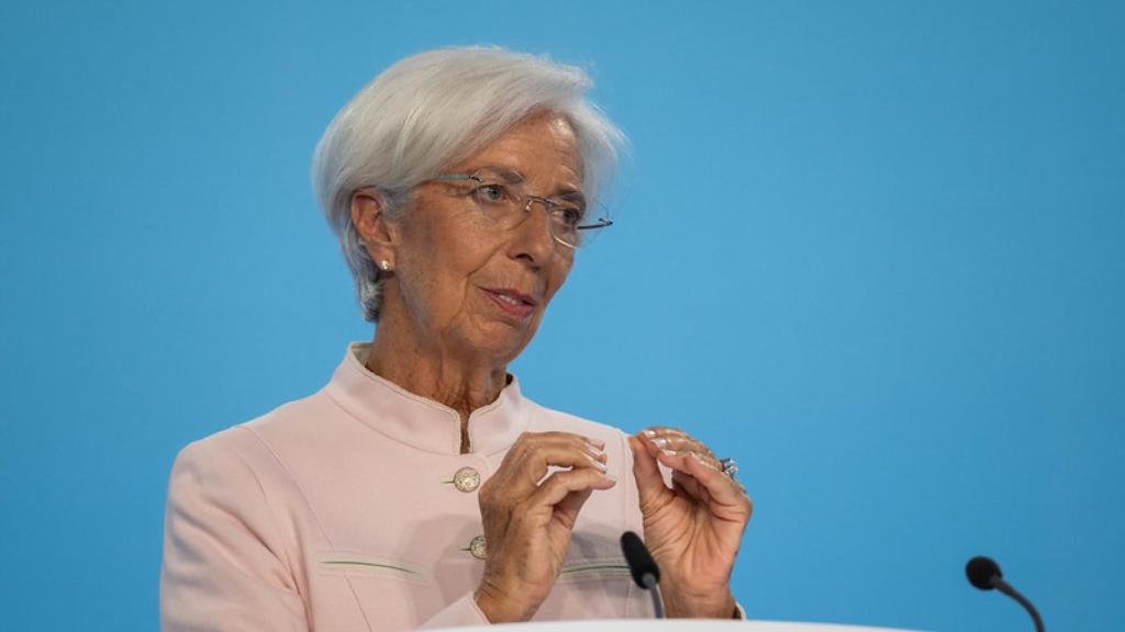 Christine Lagarde, presidenta del Banco Central Europeo (BCE), durante la rueda de prensa posterior a la reunión de política monetaria del Consejo de Gobierno del pasado jueves.