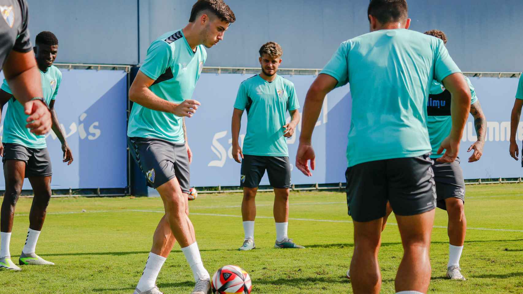 El Málaga CF durante un entrenamiento.