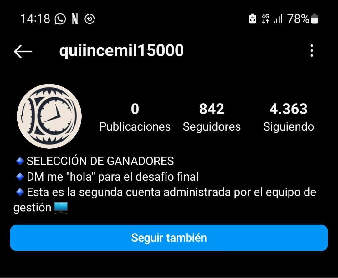 Perfil falso haciéndose pasar por Quincemil