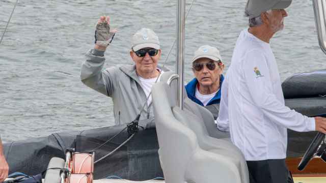 El Rey Juan Carlos y Pedro Campos en El Bribón, a 27 de julio de 2023,