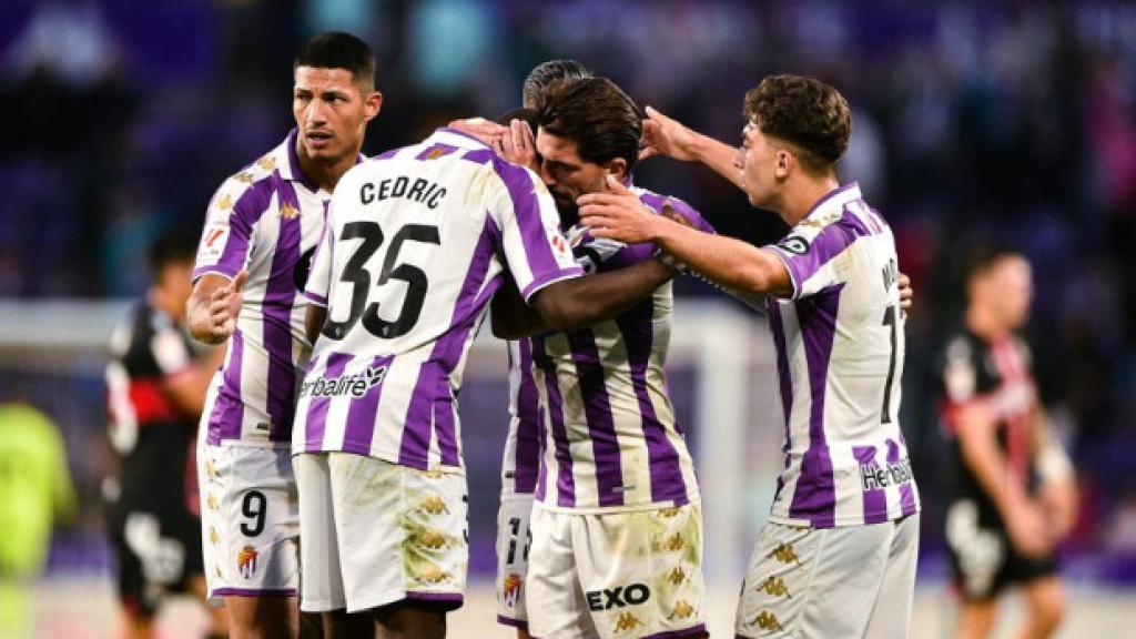 Jugadores del Real Valladolid en el partido contra el FC Cartagena