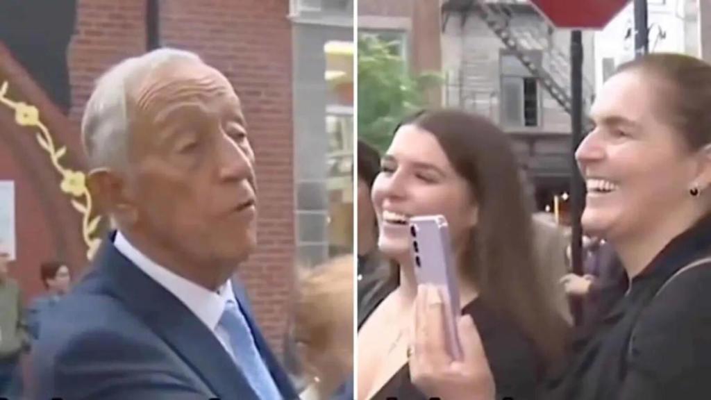 Marcelo Rebelo de Sousa, a la izquierda , y la madre y la hija que recibieron el comentario sexista.