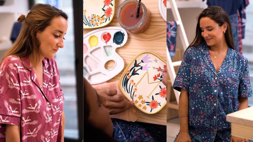 Lucía y Marta Pombo durante su taller de pintura con Mariquilla.