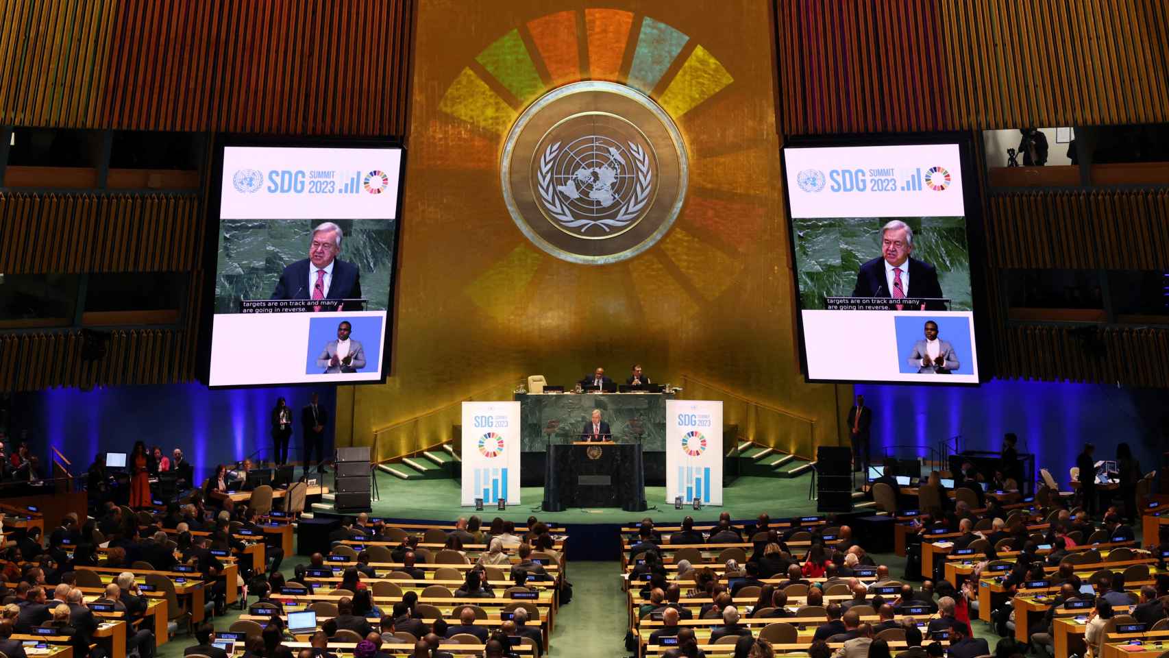 El secretario general de Naciones Unidas, António Guterres, durante la sesión dedicada a los ODS de la cumbre de alto nivel de la Asamblea General, el pasado septiembre en Nueva York.
