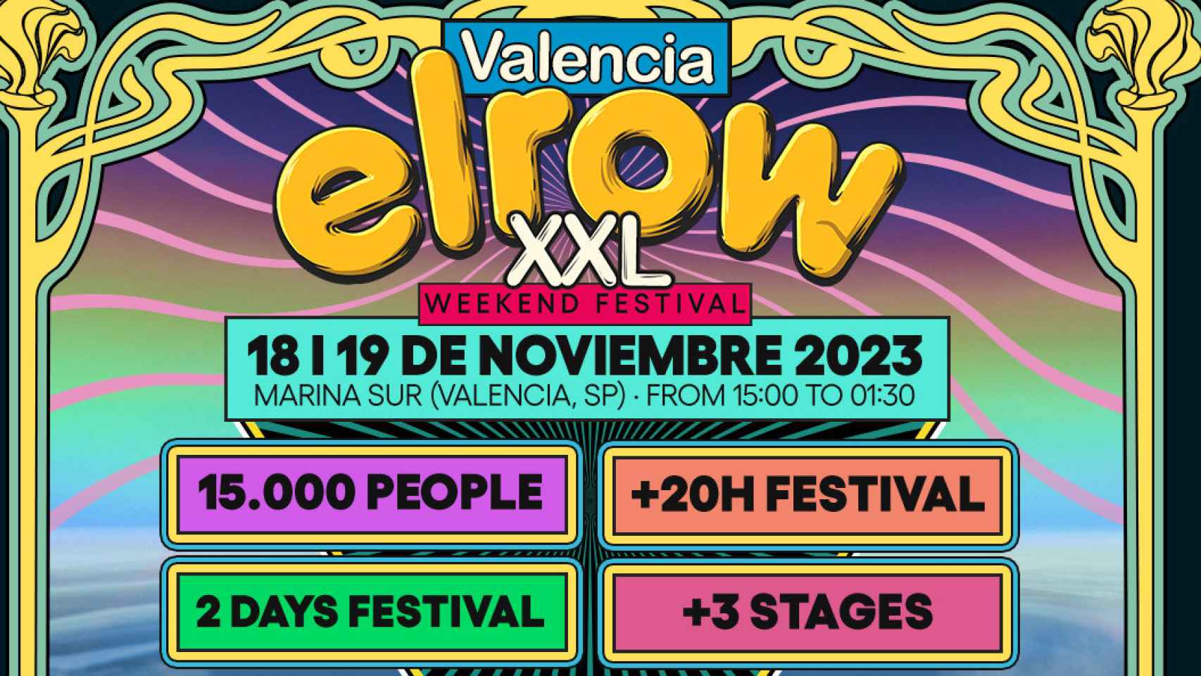 Cartel de elrow para Valencia, el 18 y 19 de noviembre. EE
