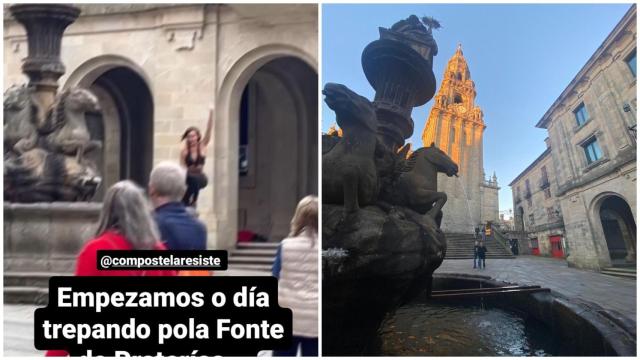 Vídeo de una turista bailando en la fuente de Platerías