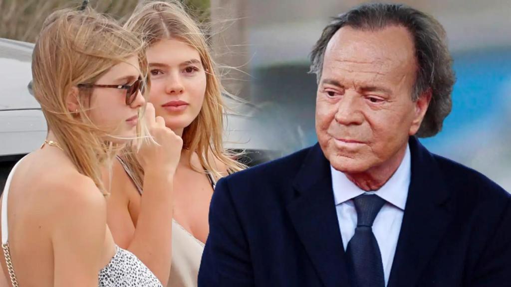 Cristina y Victoria junto a su padre, Julio Iglesias, en un montaje de EL ESPAÑOL.