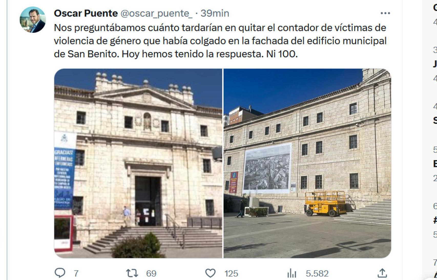 Tuit de Óscar Puente