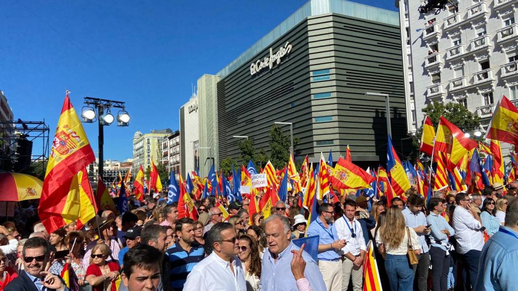 Miles de manifestantes se agolpan en la Plaza de Felipe II de Madrid