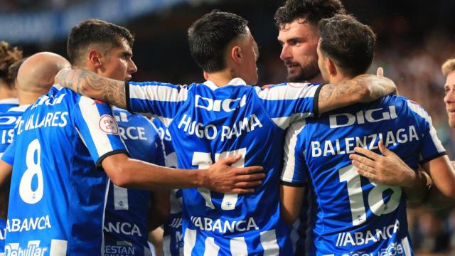 El Dépor celebra el gol contra el Cornellá, en una foto de archivo.