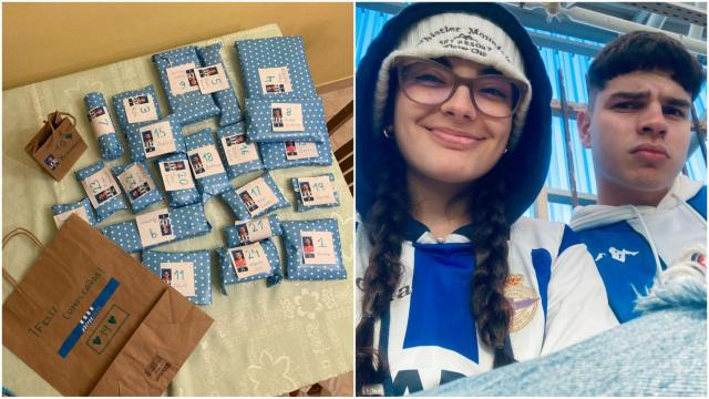 Una sorpresa por cada jugador del Dépor: el emotivo y blanquiazul regalo de una joven pareja