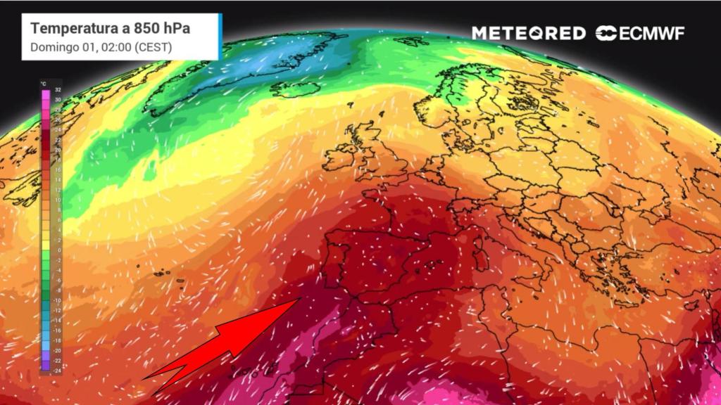 Las masas de aire cálido que marcan el final de septiembre en España. Meteored.