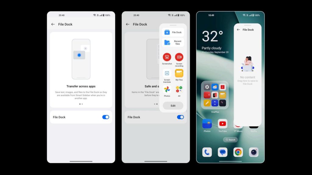 El nuevo File Dock de OnePlus permite guardar contenido de cualquier app