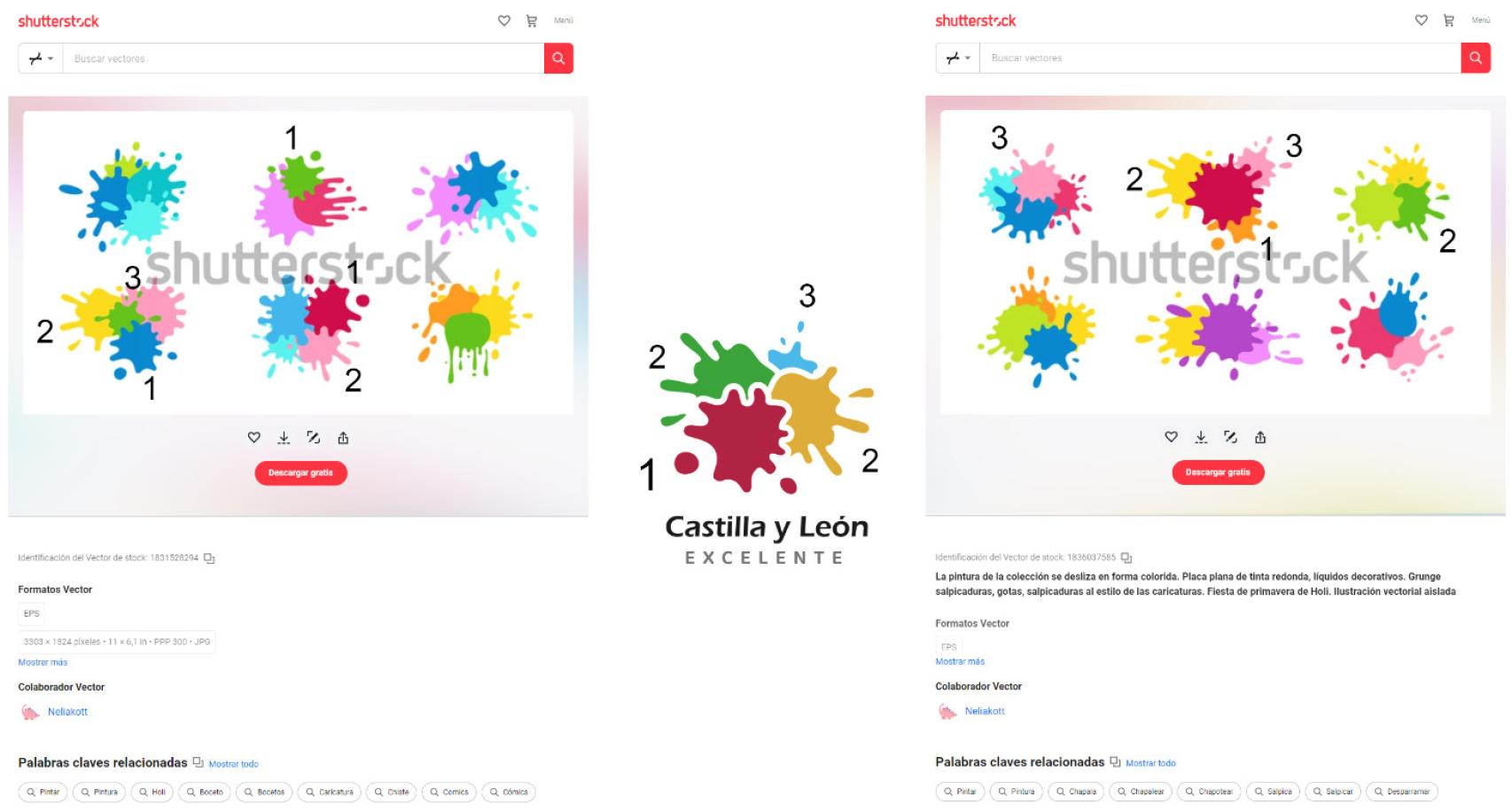 Comparación entre los diseños de Shutterstock y la nueva marca turística de Castilla y León