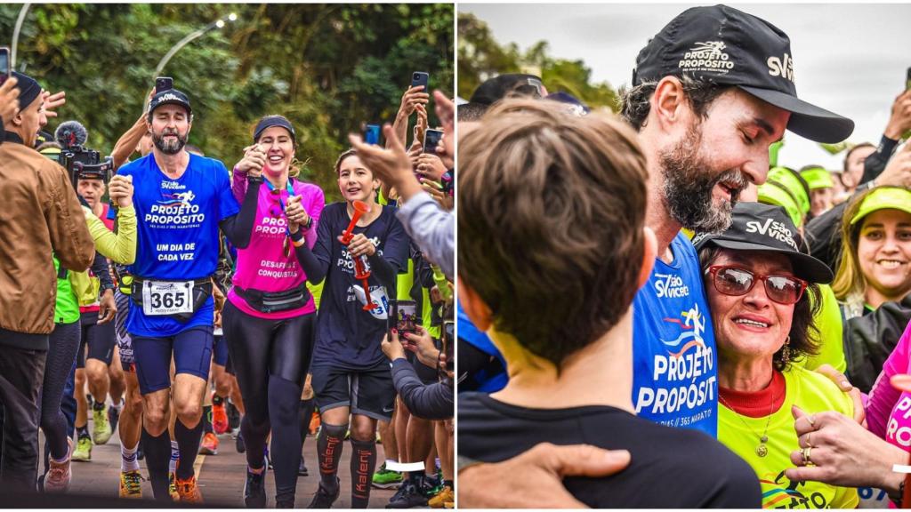 Hugo Farías terminando uno de sus maratones