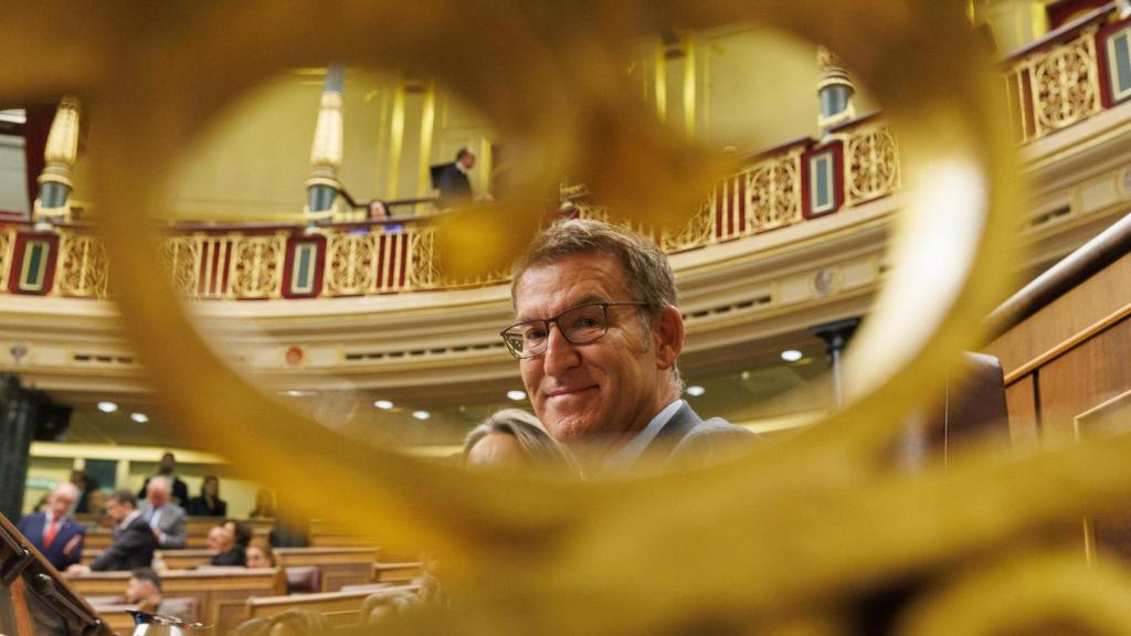 Alberto Núñez Feijóo, candidato del PP a la presidencia del Gobierno, este miércoles en el Congreso de los Diputados.