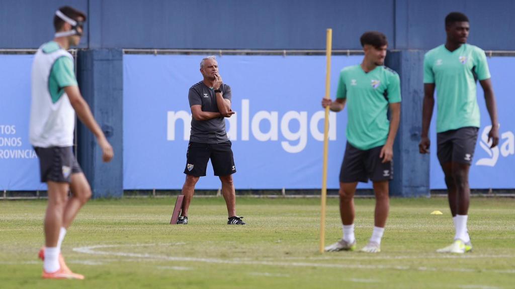 Sergio Pellicer durante un entrenamiento del Málaga CF