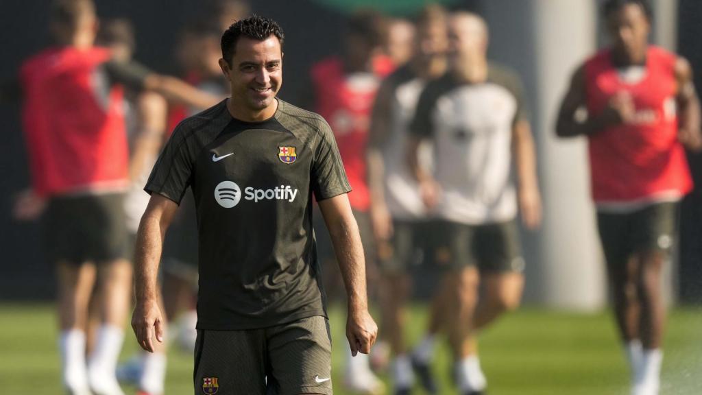 Xavi Hernández, en un entrenamiento del FC Barcelona