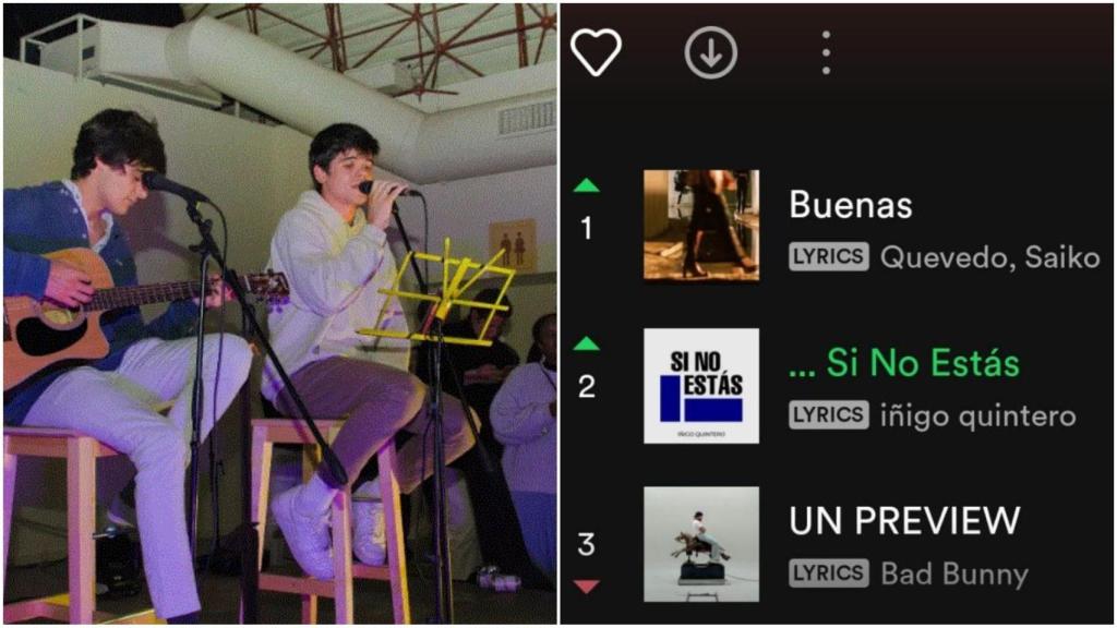 Si no estás, el tema viral del coruñés Íñigo Quintero, es el segundo más escuchado de España