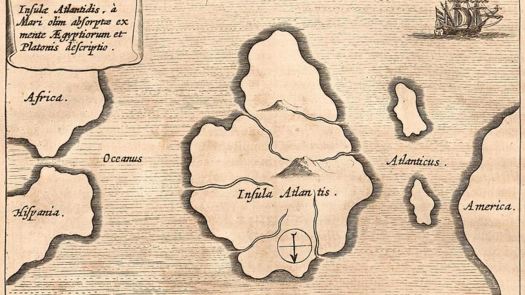 Mapa de la Atlántida según  Athanasius Kircher. 1664