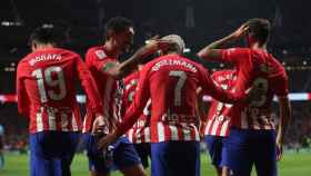 Los jugadores del Atlético de Madrid celebran un gol en La Liga